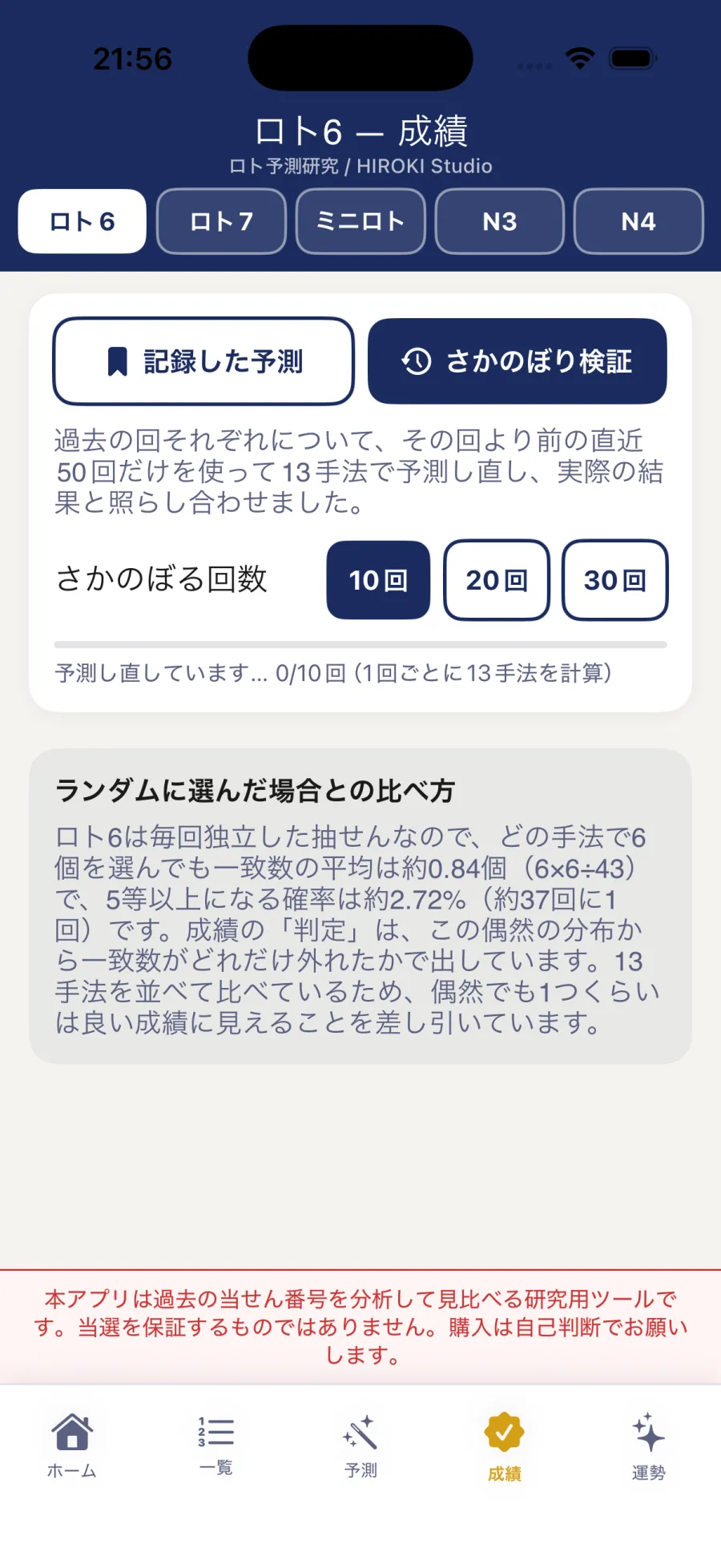 記録した予測の当たり判定と手法ごとの成績